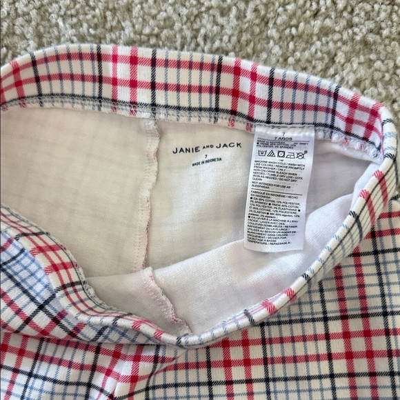 Janie and Jack Plaid Kids Leggings - Red and Black - Picture 2 of 3